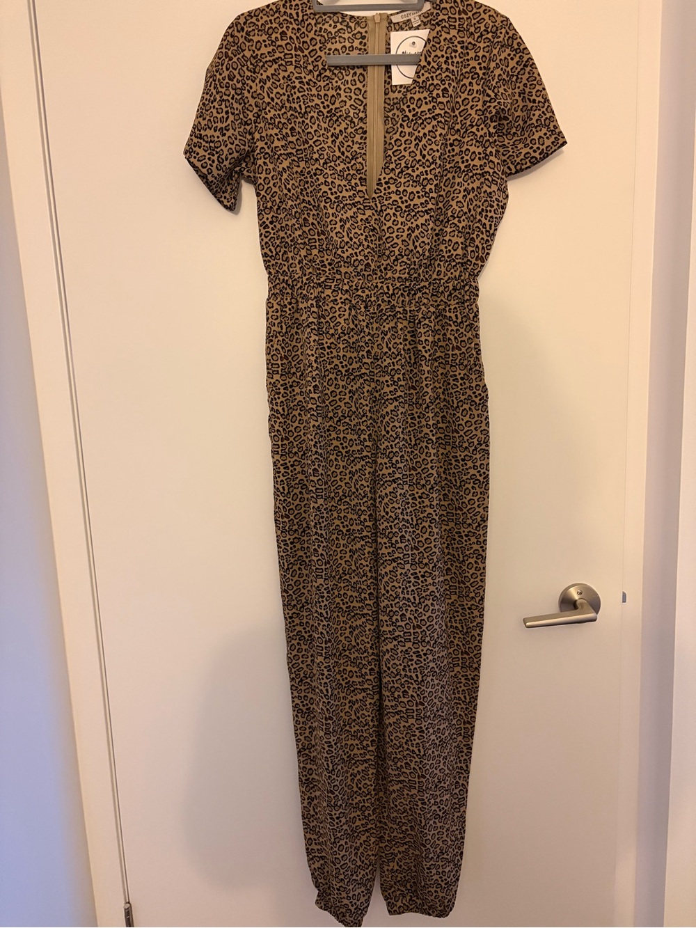 Cozy Casual Leopard Print Jumpsuit in Tan and Black
